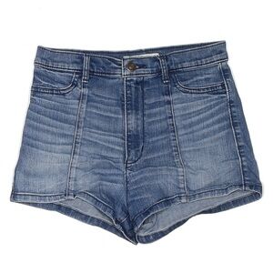 Abercrombie & Fitch 11” High Rise Medium Wash Blue Denim Jean Booty Shorts Sz 27